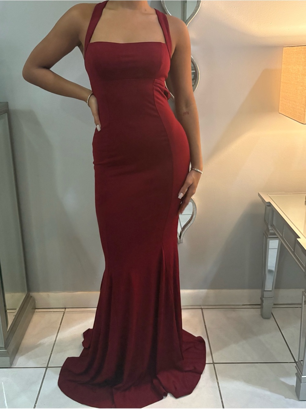 Burgundy Halter Maxi Dress
